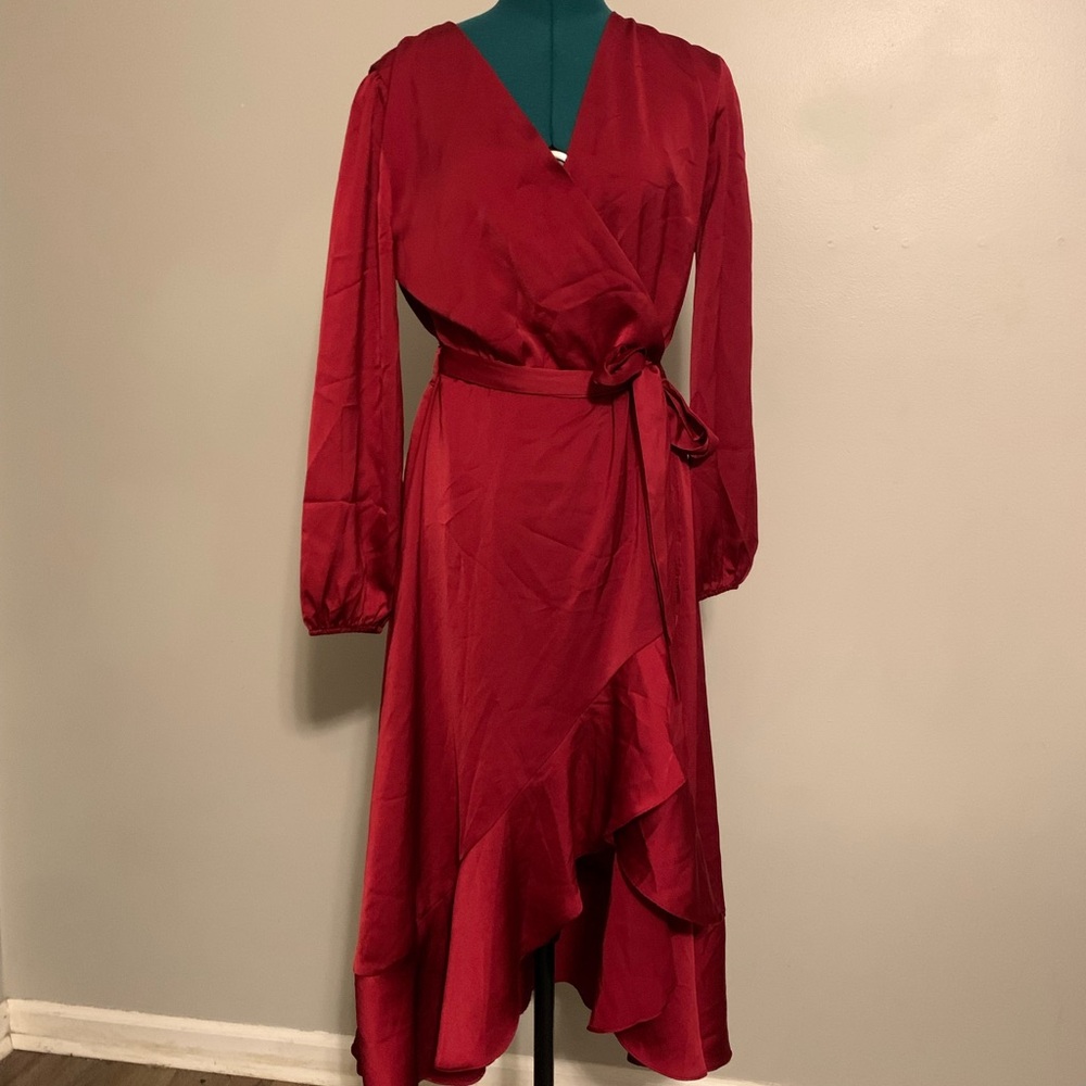 Amazon Silky Asymmetrical Hem Wrap Dress